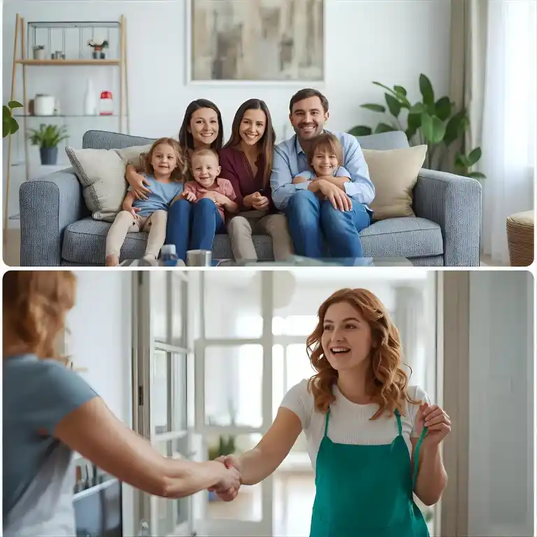 family after house cleaning services