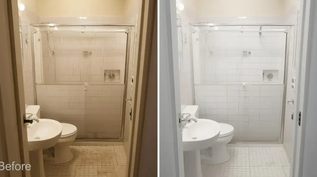 Bathroom cleaning before and after
