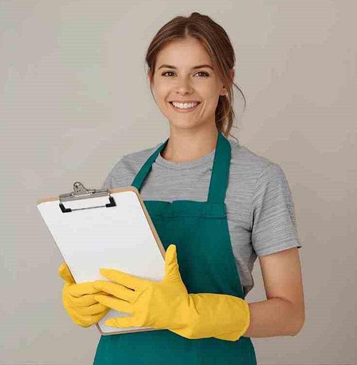 Smiling Cleaner with Clipboard